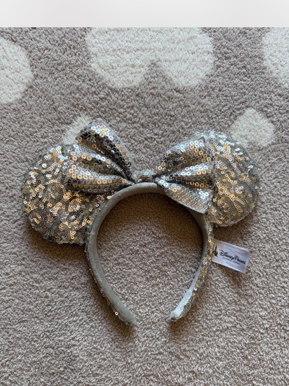 Disney Parks Silver Sequin Minnie Ears Headband